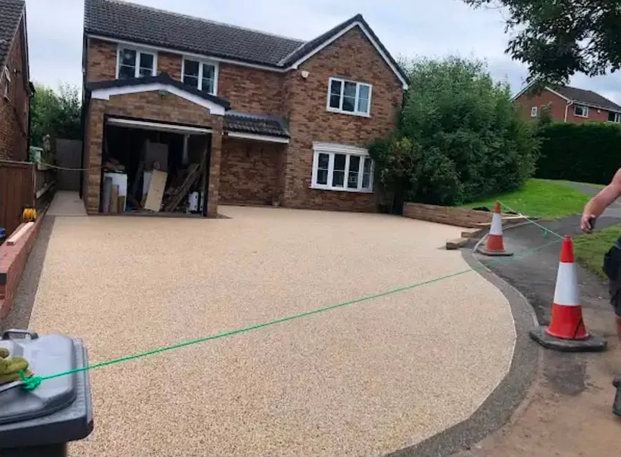 Resin bound driveway being laid