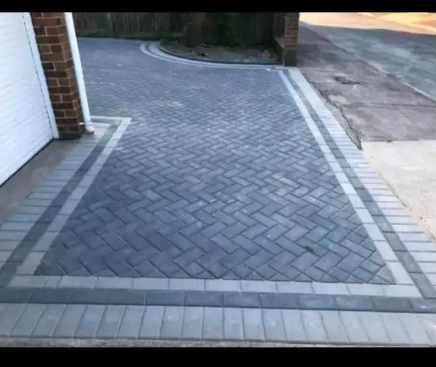 Grey block paved driveway